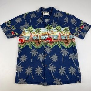 KY’S Mens Size M Hawaiian Shirt Made In Hawaii USA Tiki Woodie Car